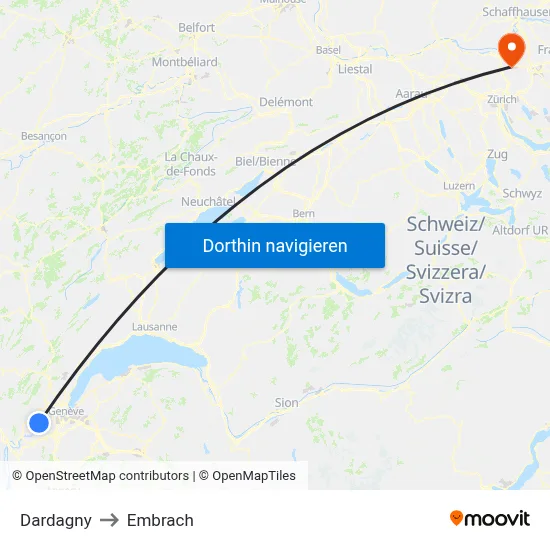 Dardagny to Embrach map