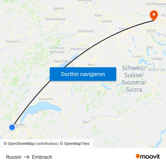 Russin to Embrach map