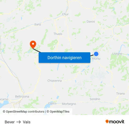 Bever to Vals map