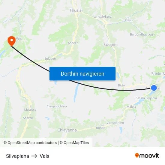 Silvaplana to Vals map
