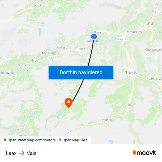 Laax to Vals map
