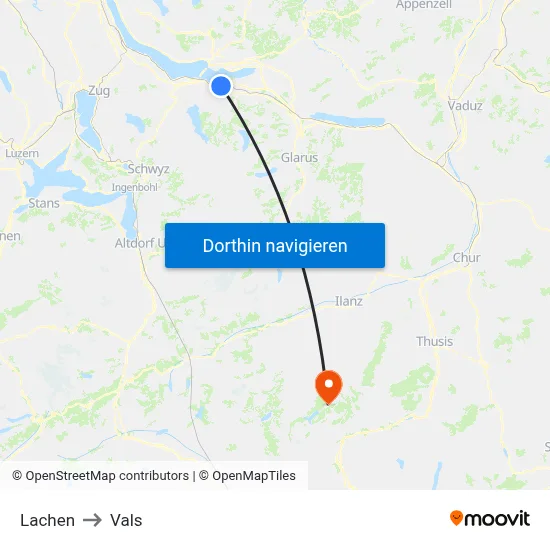 Lachen to Vals map