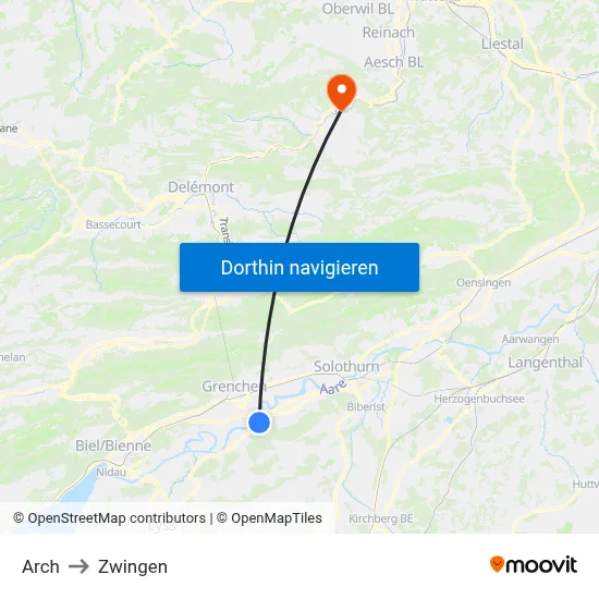 Arch to Zwingen map