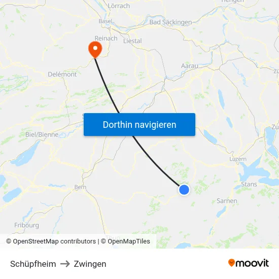 Schüpfheim to Zwingen map