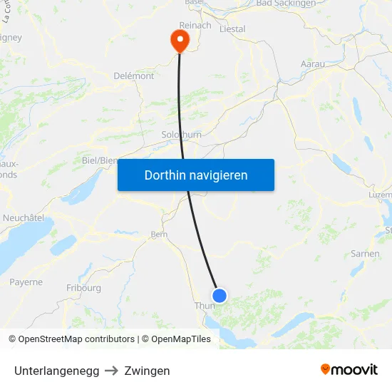 Unterlangenegg to Zwingen map