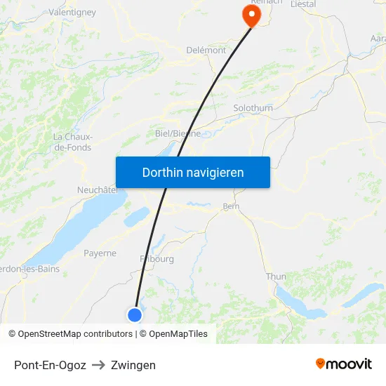 Pont-En-Ogoz to Zwingen map