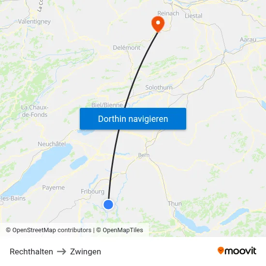 Rechthalten to Zwingen map