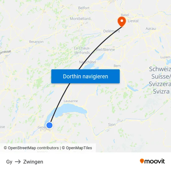 Gy to Zwingen map