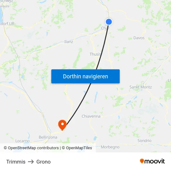 Trimmis to Grono map