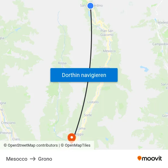 Mesocco to Grono map