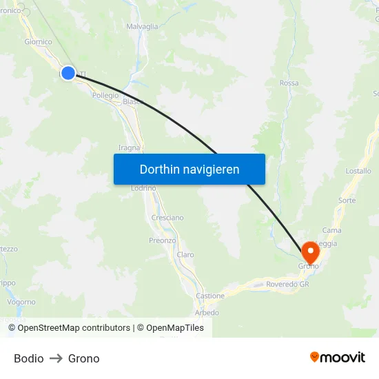 Bodio to Grono map