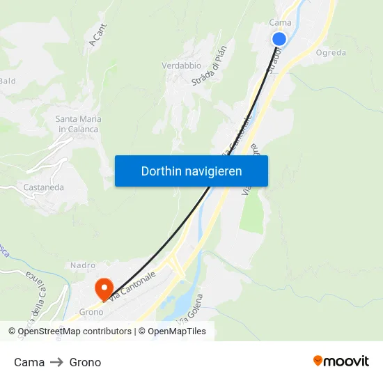 Cama to Grono map