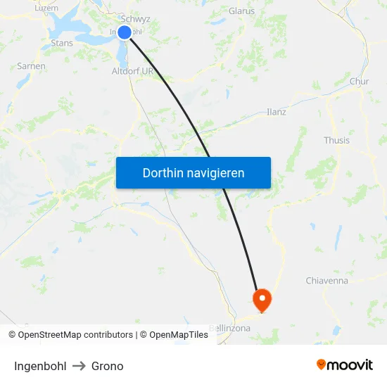 Ingenbohl to Grono map