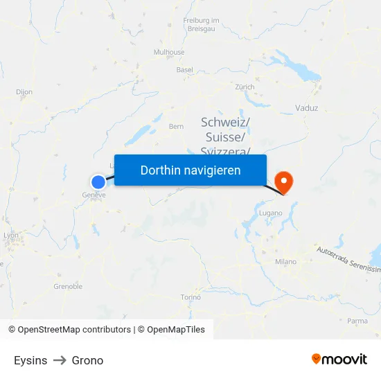 Eysins to Grono map