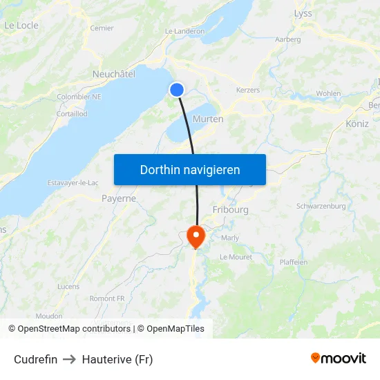 Cudrefin to Hauterive (Fr) map