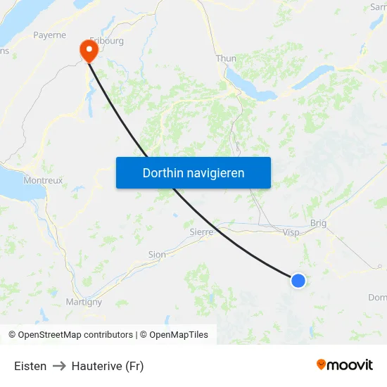 Eisten to Hauterive (Fr) map