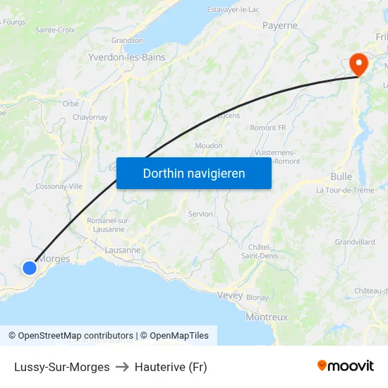 Lussy-Sur-Morges to Hauterive (Fr) map