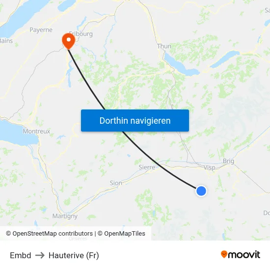 Embd to Hauterive (Fr) map