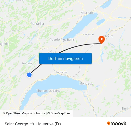 Saint-George to Hauterive (Fr) map
