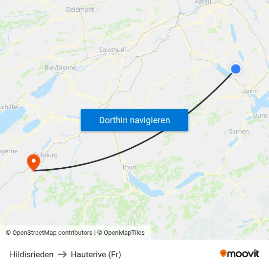 Hildisrieden to Hauterive (Fr) map