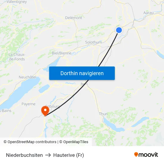 Niederbuchsiten to Hauterive (Fr) map