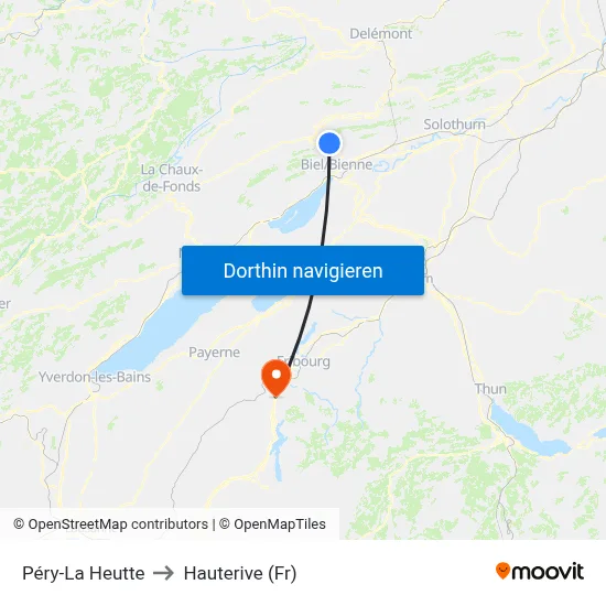 Péry-La Heutte to Hauterive (Fr) map