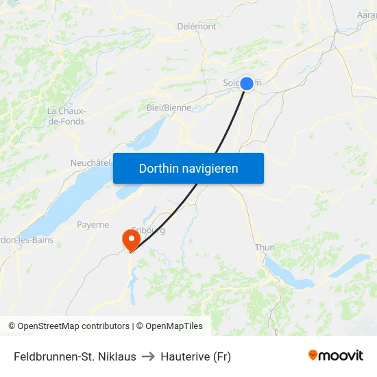 Feldbrunnen-St. Niklaus to Hauterive (Fr) map