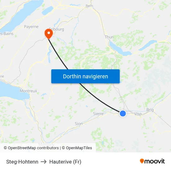Steg-Hohtenn to Hauterive (Fr) map
