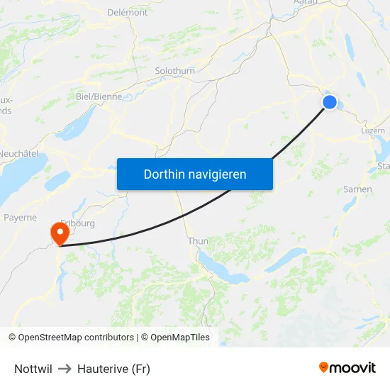 Nottwil to Hauterive (Fr) map