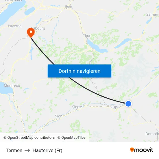 Termen to Hauterive (Fr) map