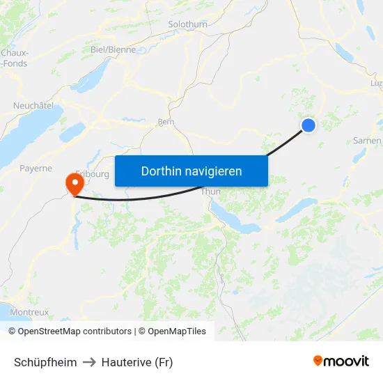 Schüpfheim to Hauterive (Fr) map