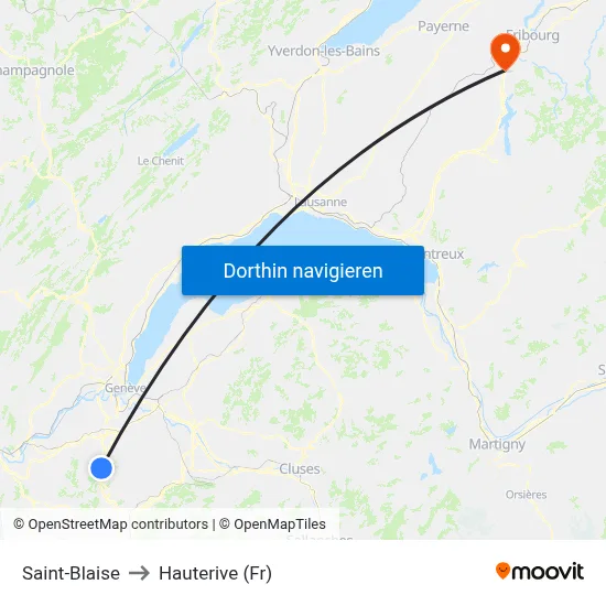 Saint-Blaise to Hauterive (Fr) map