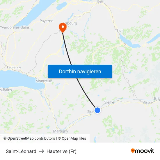 Saint-Léonard to Hauterive (Fr) map