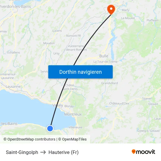 Saint-Gingolph to Hauterive (Fr) map