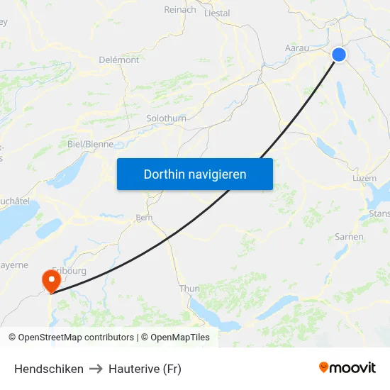 Hendschiken to Hauterive (Fr) map