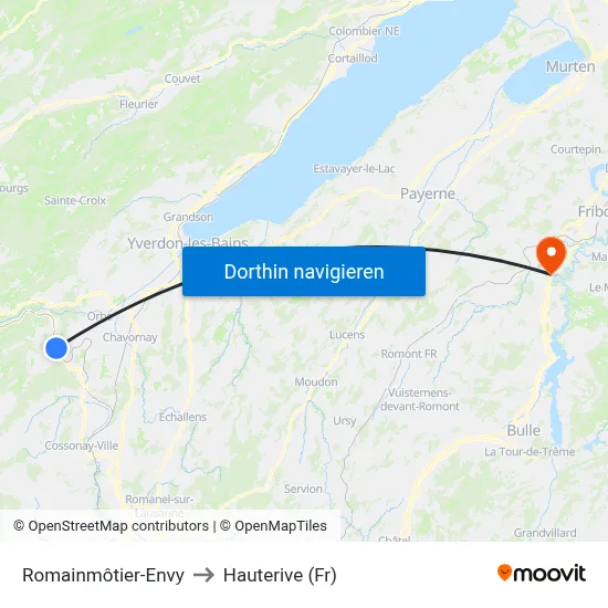 Romainmôtier-Envy to Hauterive (Fr) map