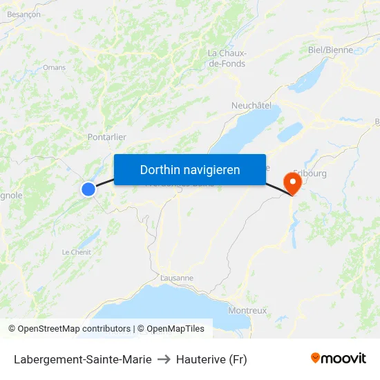 Labergement-Sainte-Marie to Hauterive (Fr) map