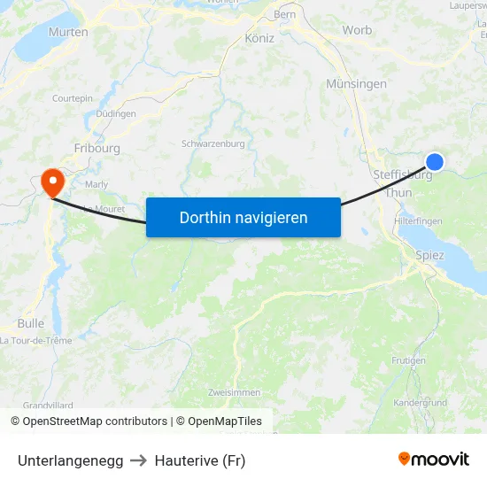 Unterlangenegg to Hauterive (Fr) map