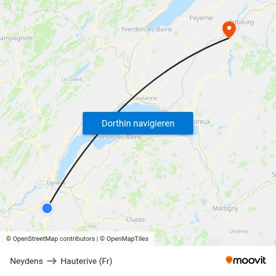 Neydens to Hauterive (Fr) map