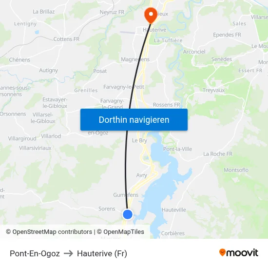 Pont-En-Ogoz to Hauterive (Fr) map