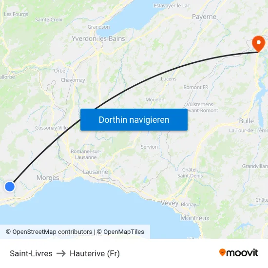 Saint-Livres to Hauterive (Fr) map