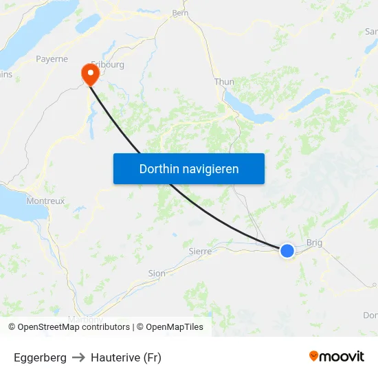 Eggerberg to Hauterive (Fr) map