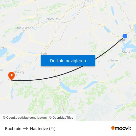 Buchrain to Hauterive (Fr) map