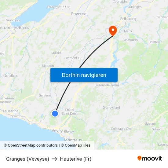 Granges (Veveyse) to Hauterive (Fr) map