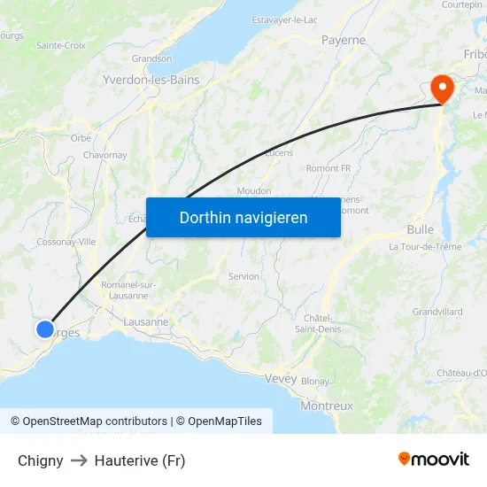 Chigny to Hauterive (Fr) map