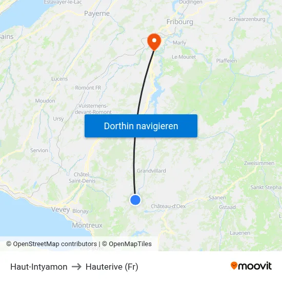 Haut-Intyamon to Hauterive (Fr) map