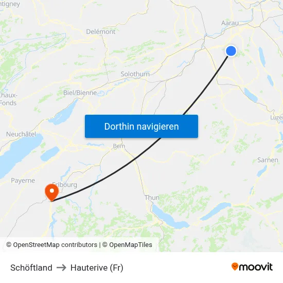 Schöftland to Hauterive (Fr) map