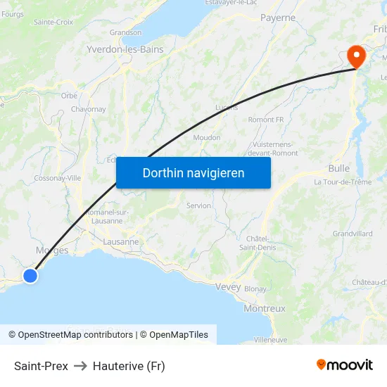Saint-Prex to Hauterive (Fr) map