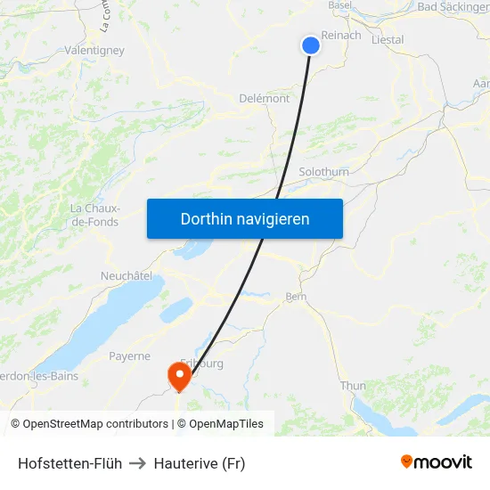 Hofstetten-Flüh to Hauterive (Fr) map