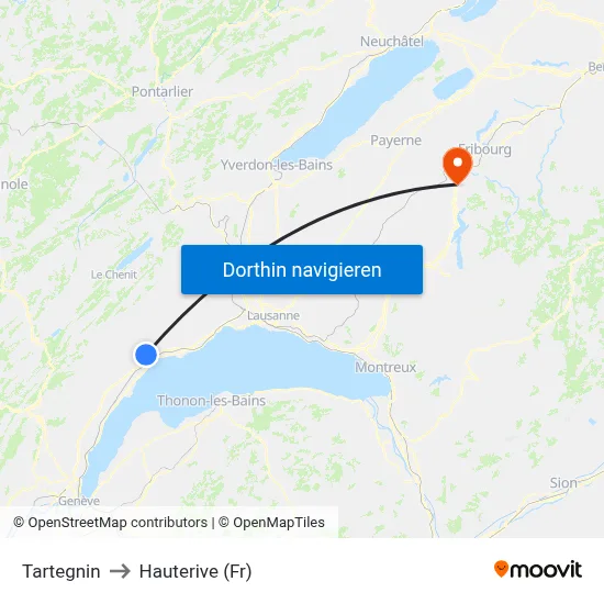 Tartegnin to Hauterive (Fr) map